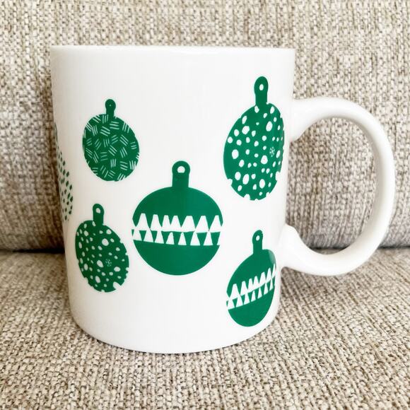 Starbucks 2016 Holiday Mug 12 oz White Ceramic with Green Ornament Design - Picture 4 of 7